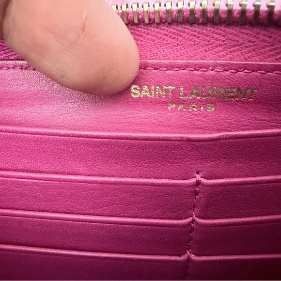 AUTH YSL Saint Laurent Classic Pink Y-Ligne Wallet - Picture 8 of 12